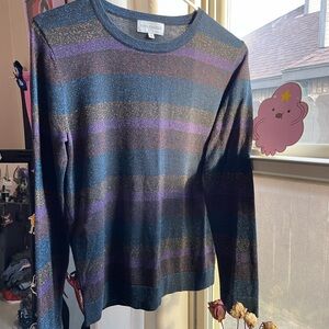 Casual Paper parachute multicolored striped glittery long sleeve top